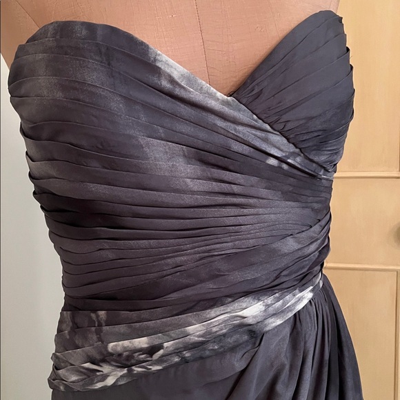ADRIANNA PAPELL Romantic Moody Chiffon Strapless Ruched Bodice Floral Gown 18/20 - Picture 6 of 16